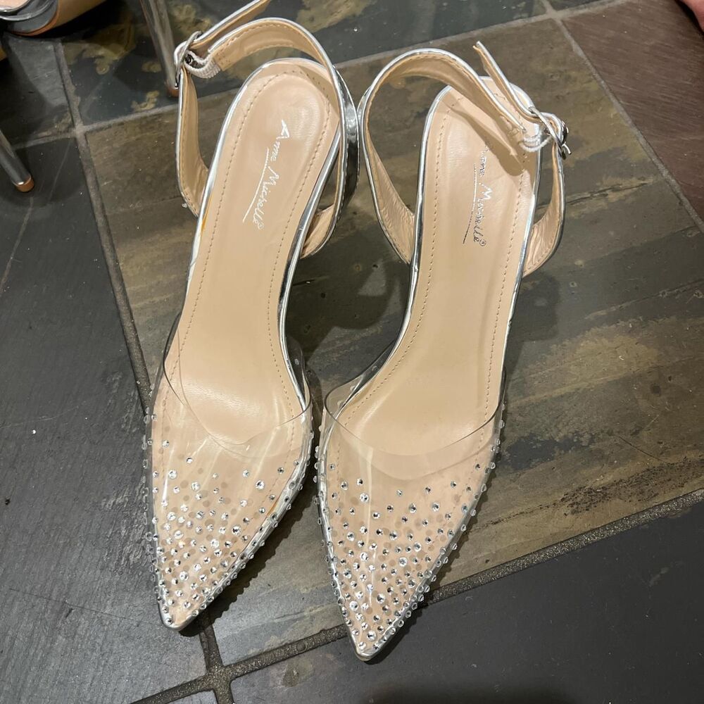 Windsor crystal PVC slingback heels